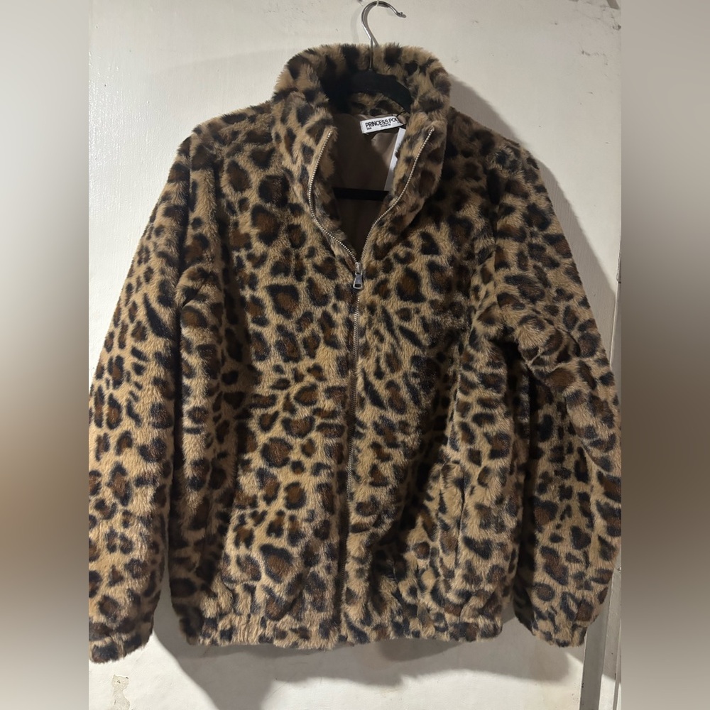 NWT✨Princess Polly Caine Faux Fur Leopard Jacket